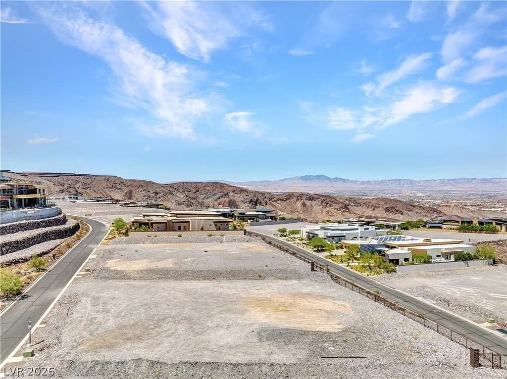 Estate homesite at Ascaya featuring sweeping Las Vegas Strip and mountain views from an elevated desert setting.